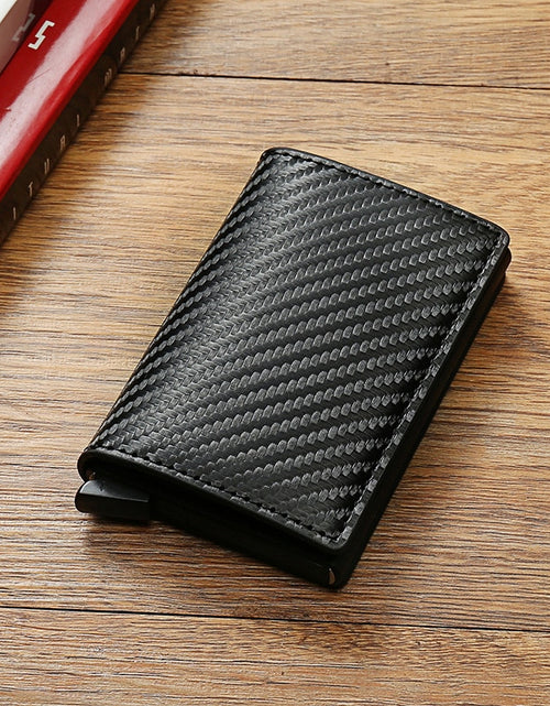 Load image into Gallery viewer, Carbon Fiber Card Holder Wallets Men RFID Black Magic Trifold Leather Slim Mini Wallet Small Money Bag Male Purses Wallet Women
