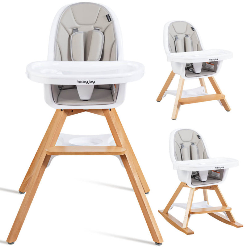 3-In-1 Convertible Baby High Chair with Replaceable Legs and Rocking Bar